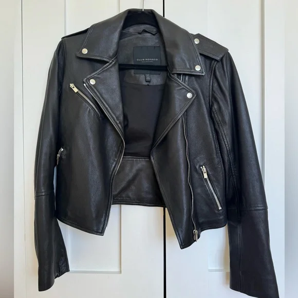 100% Leather Club Monaco Gracella Moto Biker Jacket - Picture 1 of 5